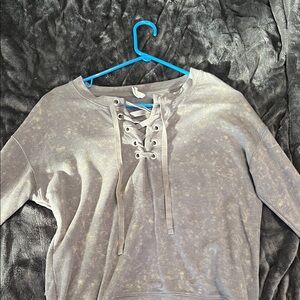 Mudd Lace-Up Heathered Gray Sweatshirt